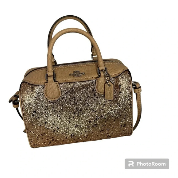 Coach Micro Sparkle Limited Edition Bennett Gold Star Glitter Satchel - Picture 1 of 13